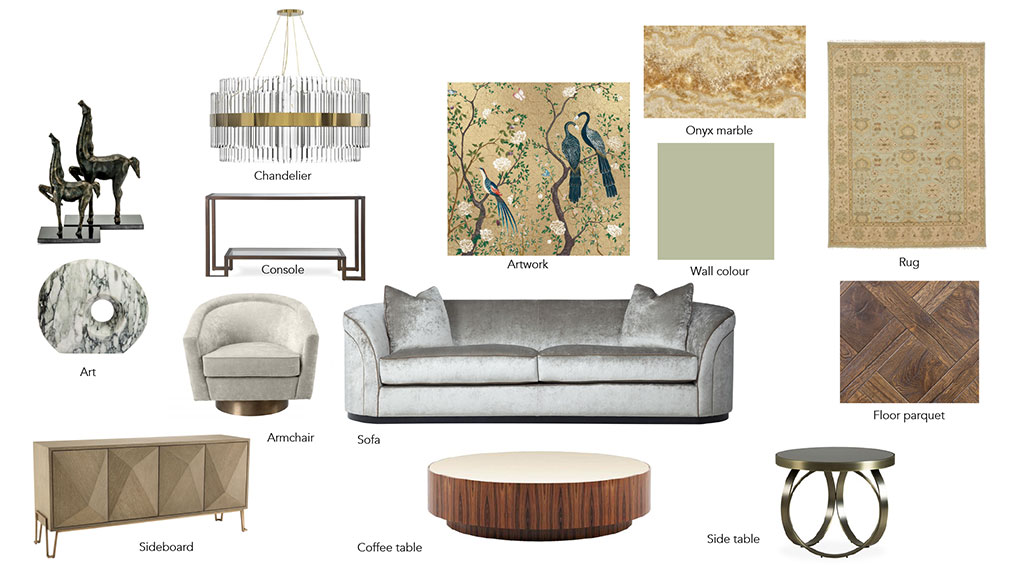 Interior design mood board for West Sussex project